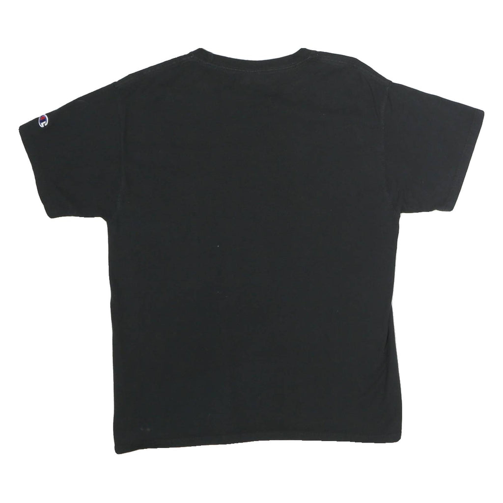 CHAMPION Mens Black Graphic T-Shirt M Short Sleeve Crew Neck Logo Print