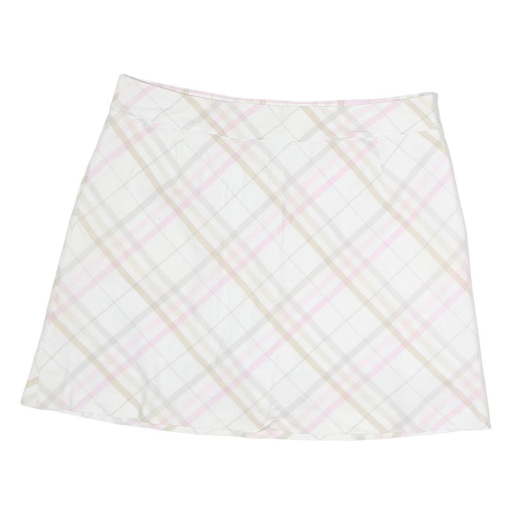 BURBERRY Womens White & Pink Cotton Pleated Mini Skirt UK 16 Classic Check