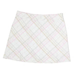 BURBERRY Womens White & Pink Cotton Pleated Mini Skirt UK 16 Classic Check
