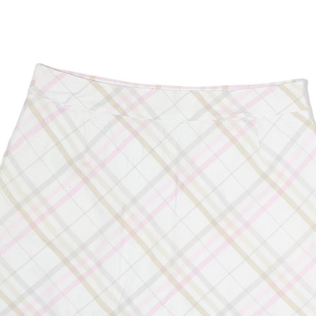 BURBERRY Womens White & Pink Cotton Pleated Mini Skirt UK 16 Classic Check