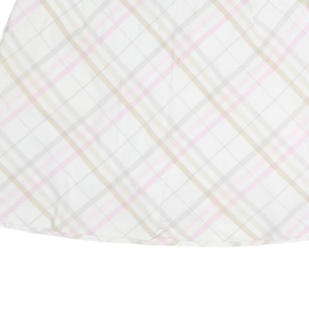 BURBERRY Womens White & Pink Cotton Pleated Mini Skirt UK 16 Classic Check