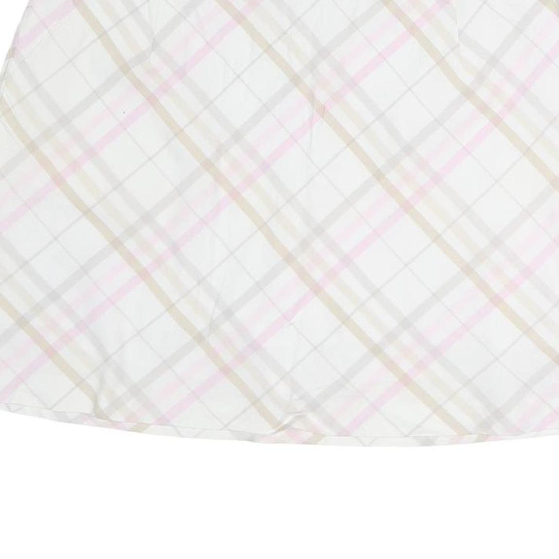 BURBERRY Womens White & Pink Cotton Pleated Mini Skirt UK 16 Classic Check