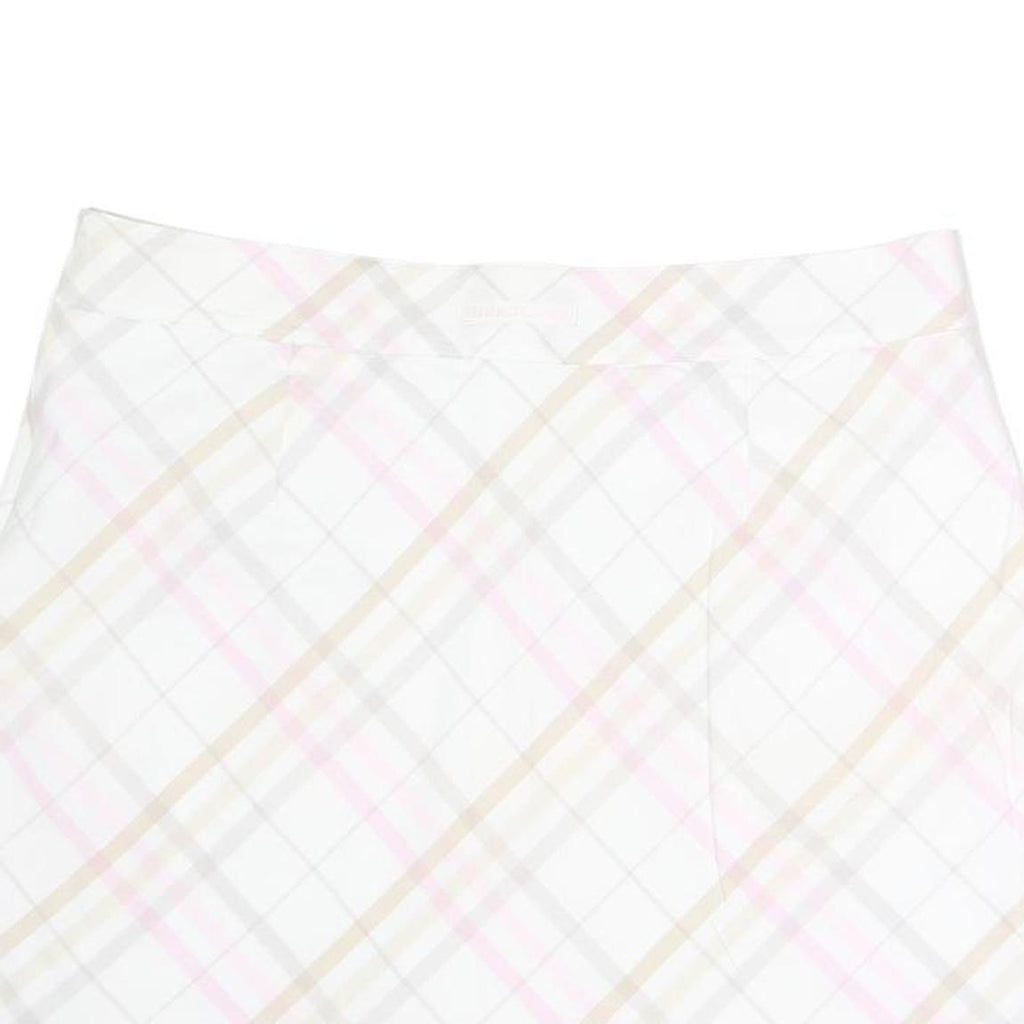 BURBERRY Womens White & Pink Cotton Pleated Mini Skirt UK 16 Classic Check