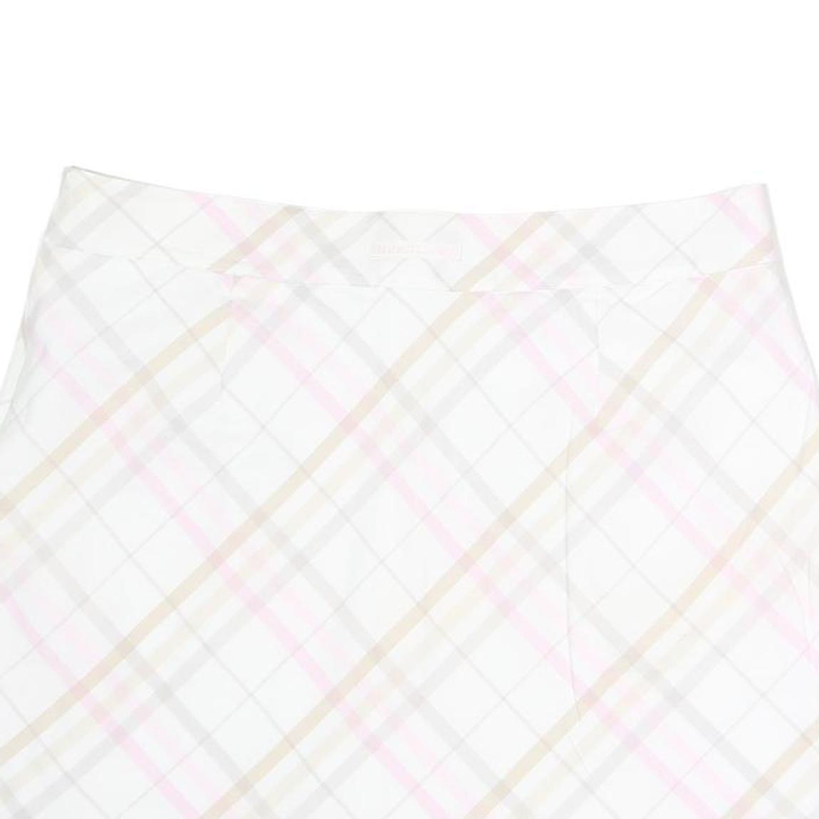 BURBERRY Womens White & Pink Cotton Pleated Mini Skirt UK 16 Classic Check