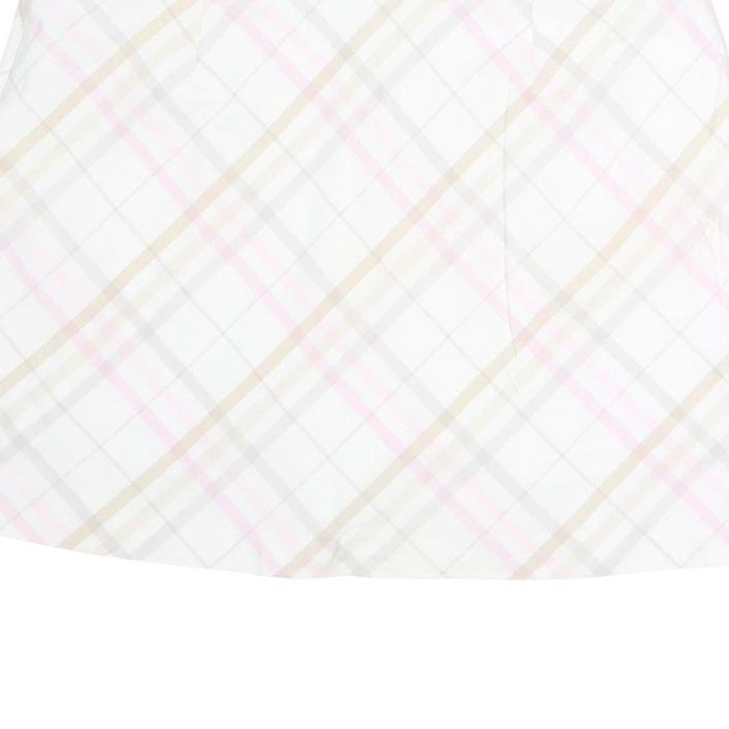 BURBERRY Womens White & Pink Cotton Pleated Mini Skirt UK 16 Classic Check