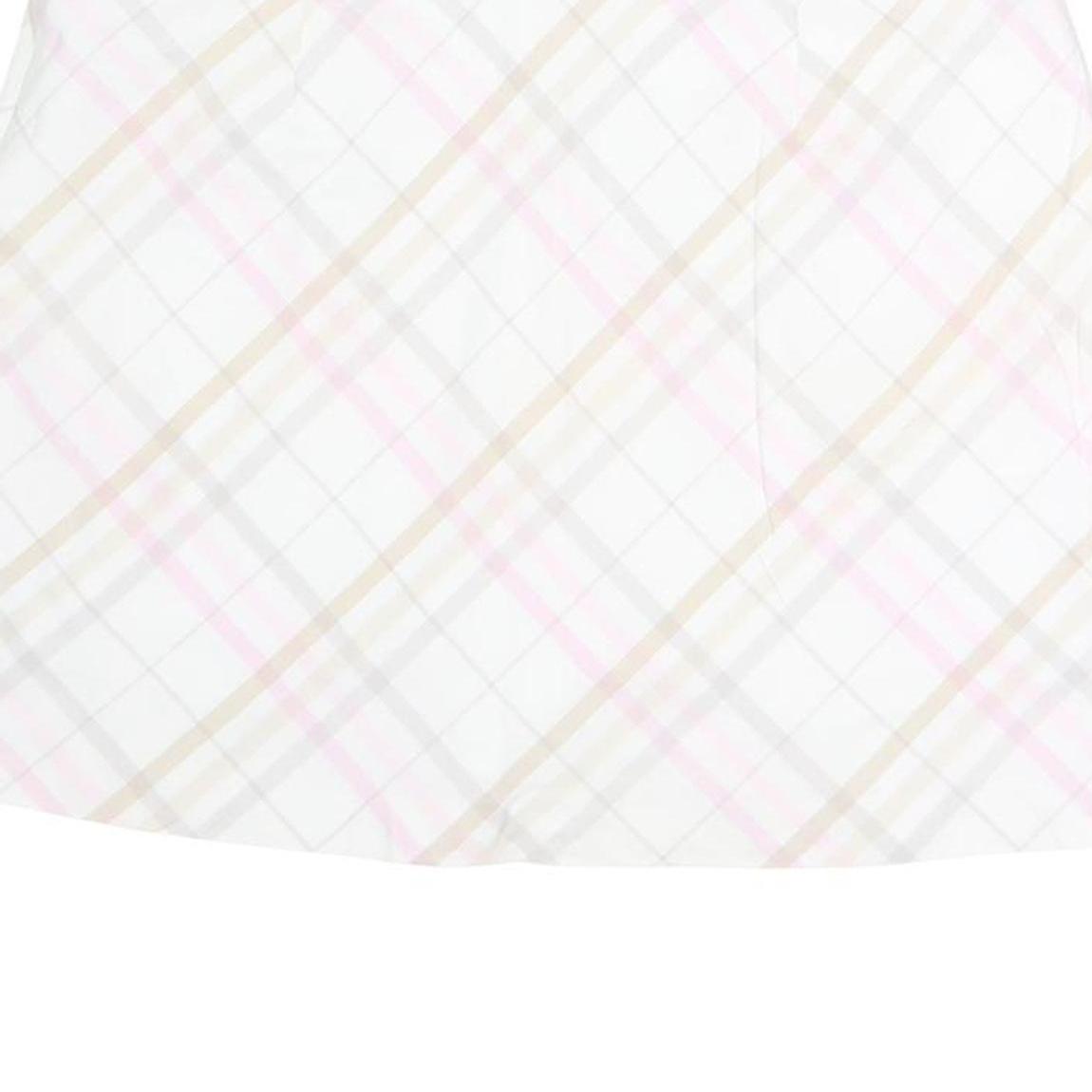 BURBERRY Womens White & Pink Cotton Pleated Mini Skirt UK 16 Classic Check