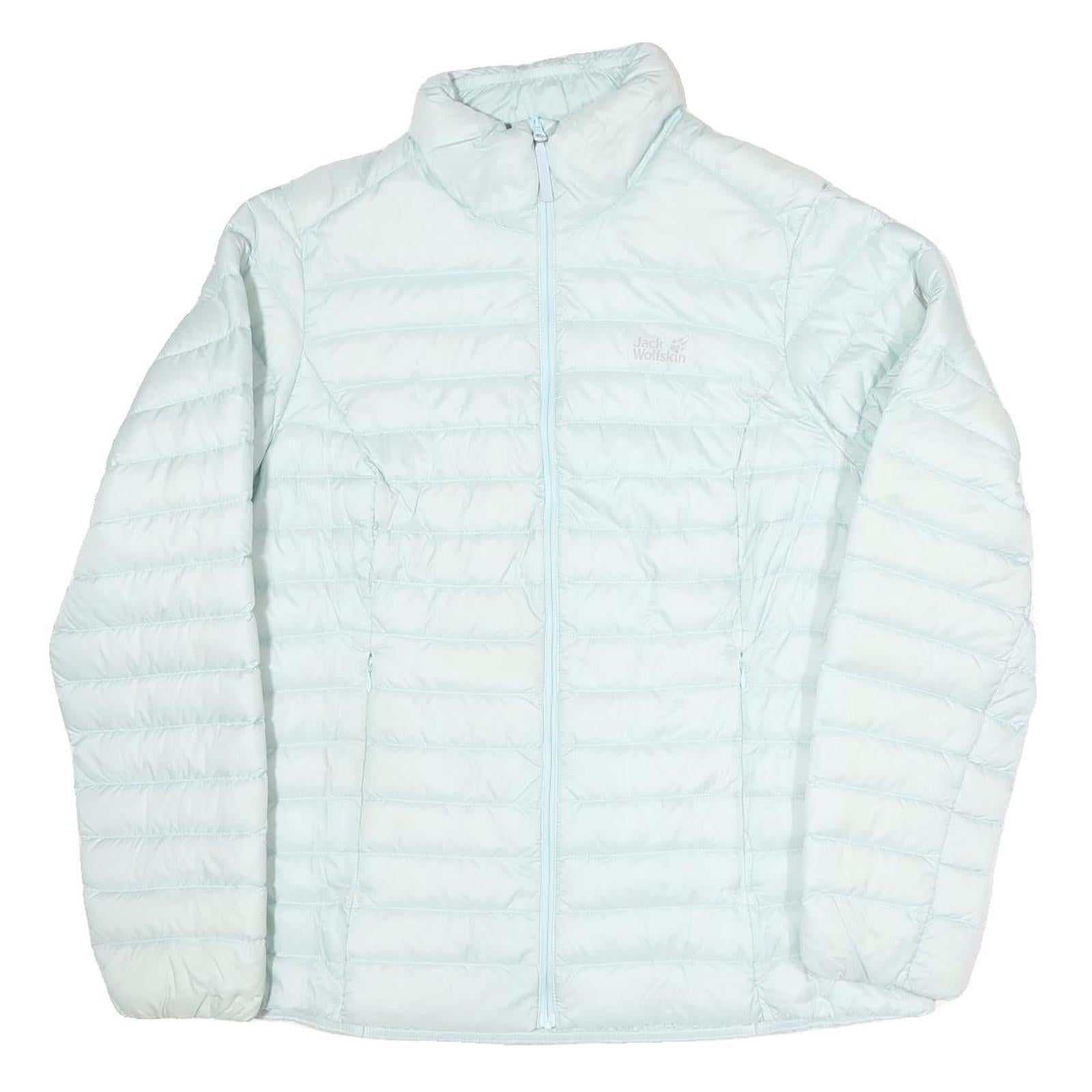 JACK WOLFSKIN Womens Pale Blue Jacket UK 18 Polyester Blend Puffer Zip Outdoor