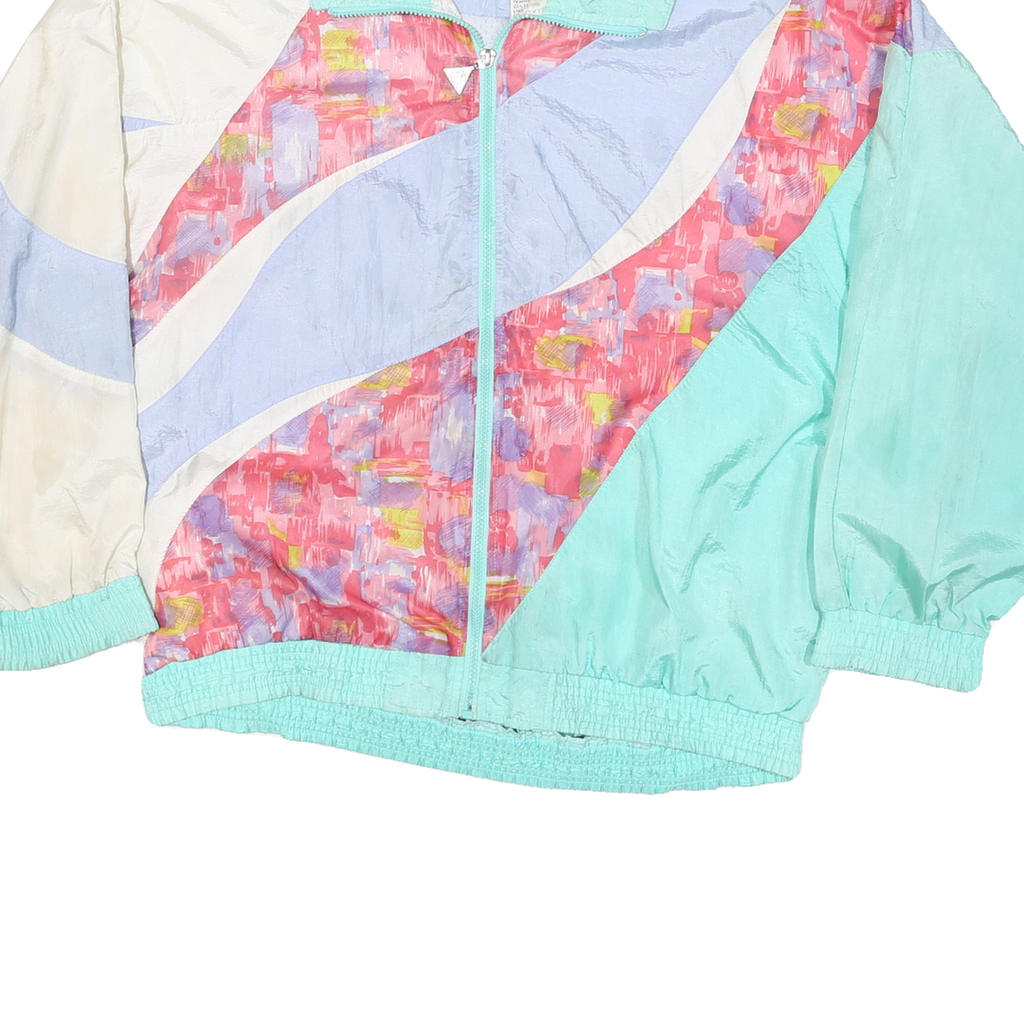 CASUAL ISLE Mens Blue & Cream Abstract Pattern Nylon Zip Jacket L Lightweight