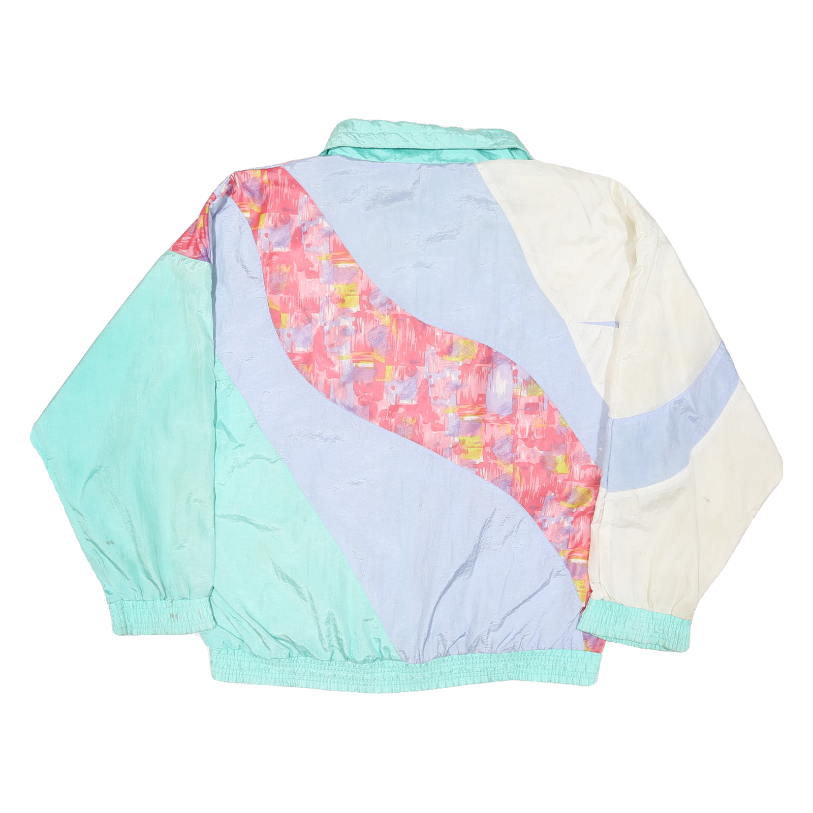 CASUAL ISLE Mens Blue & Cream Abstract Pattern Nylon Zip Jacket L Lightweight