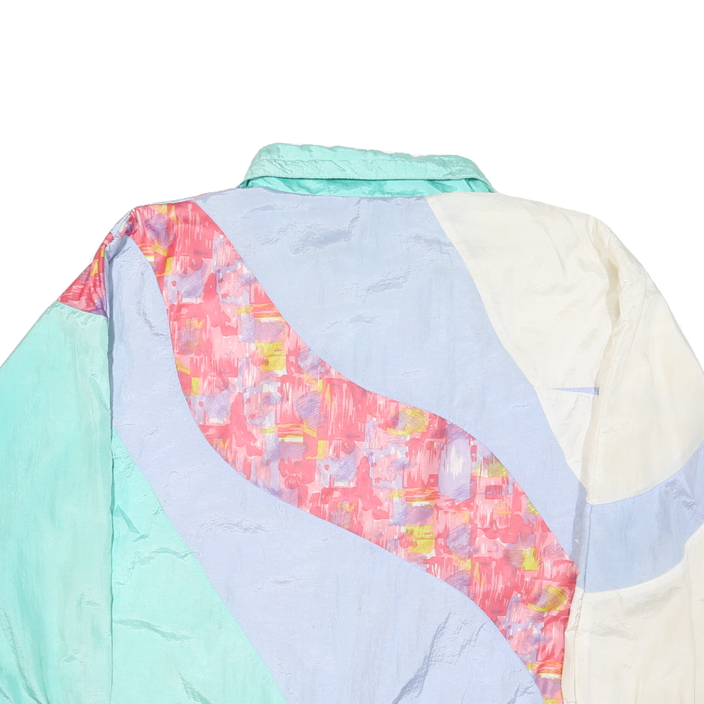 CASUAL ISLE Mens Blue & Cream Abstract Pattern Nylon Zip Jacket L Lightweight