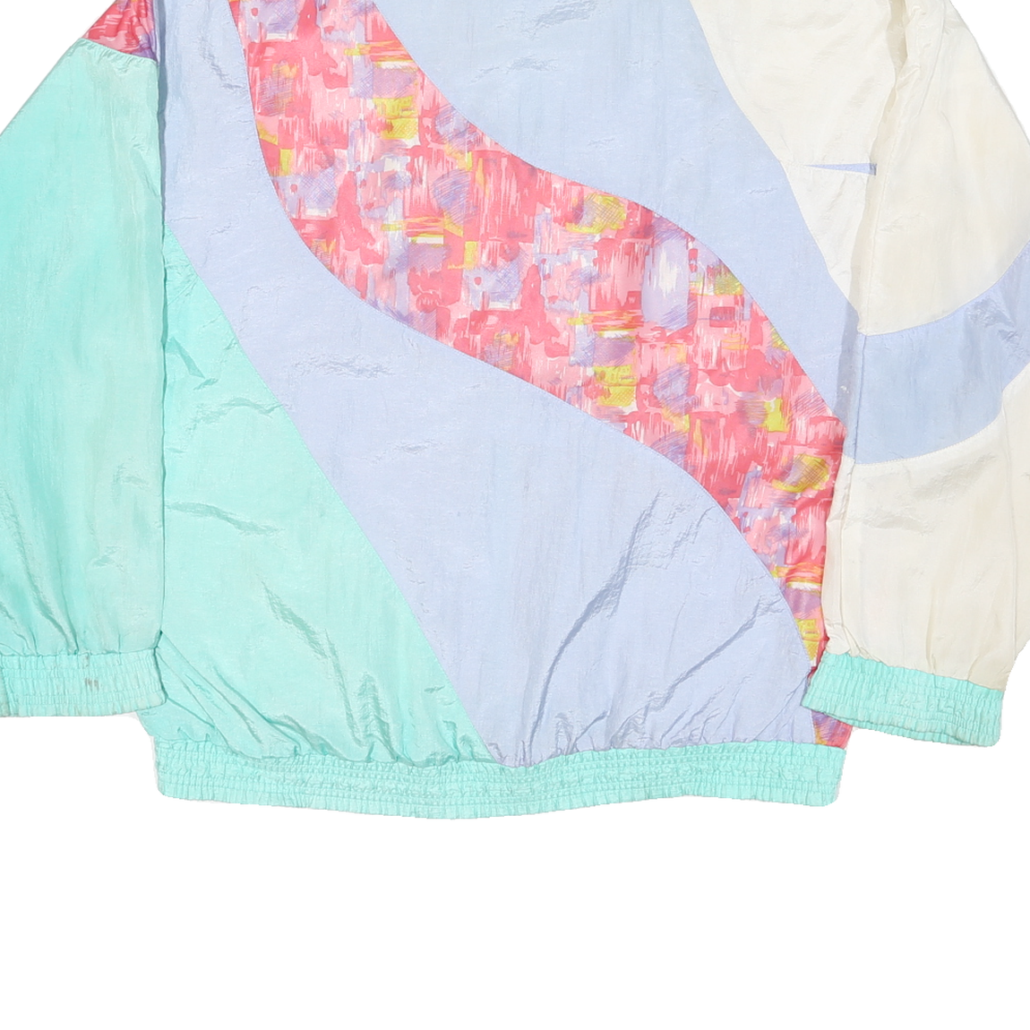 CASUAL ISLE Mens Blue & Cream Abstract Pattern Nylon Zip Jacket L Lightweight