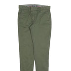 TOMMY HILFIGER Womens Cotton Blend Green Slim Tapered Trousers W30 L33 Stylish