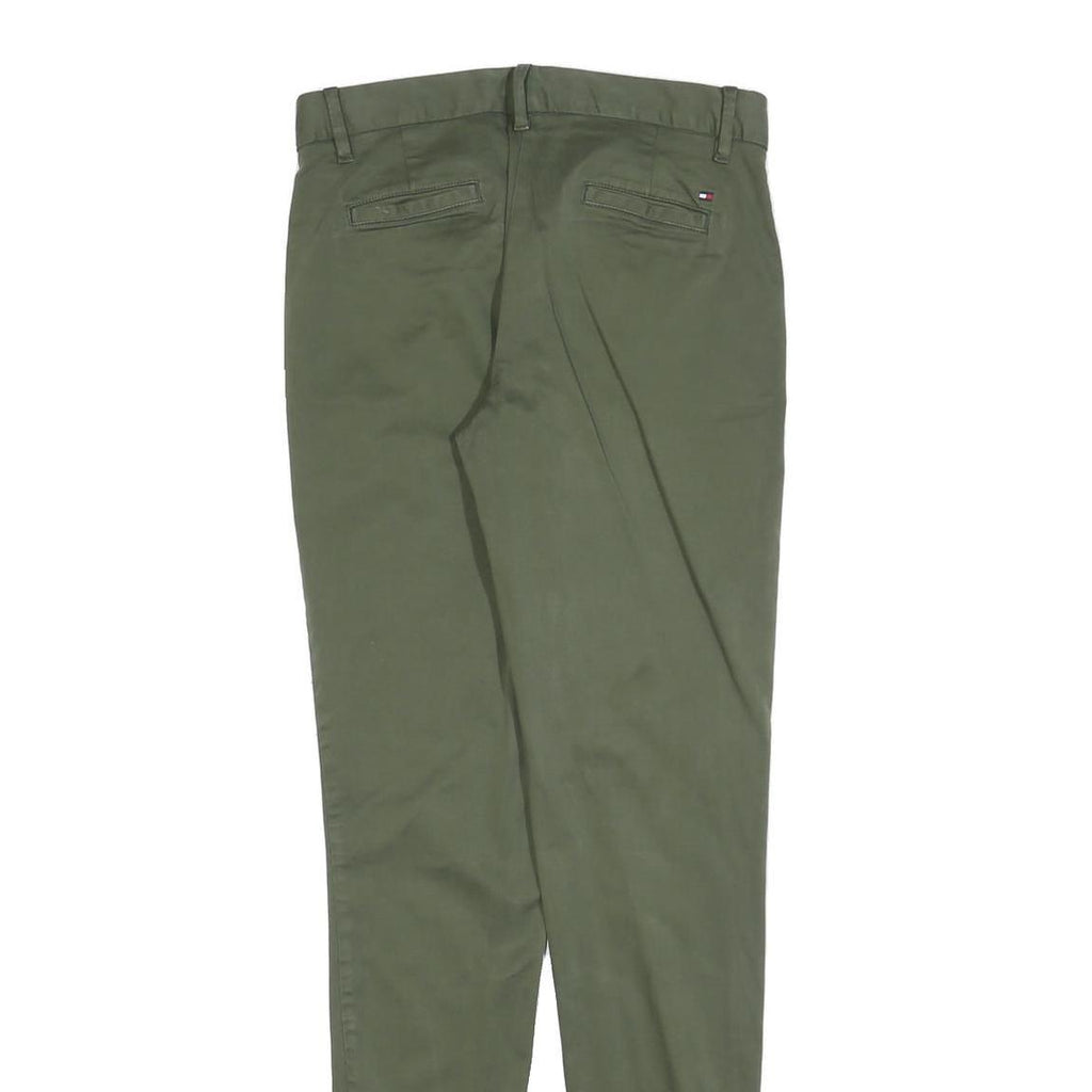 TOMMY HILFIGER Womens Cotton Blend Green Slim Tapered Trousers W30 L33 Stylish