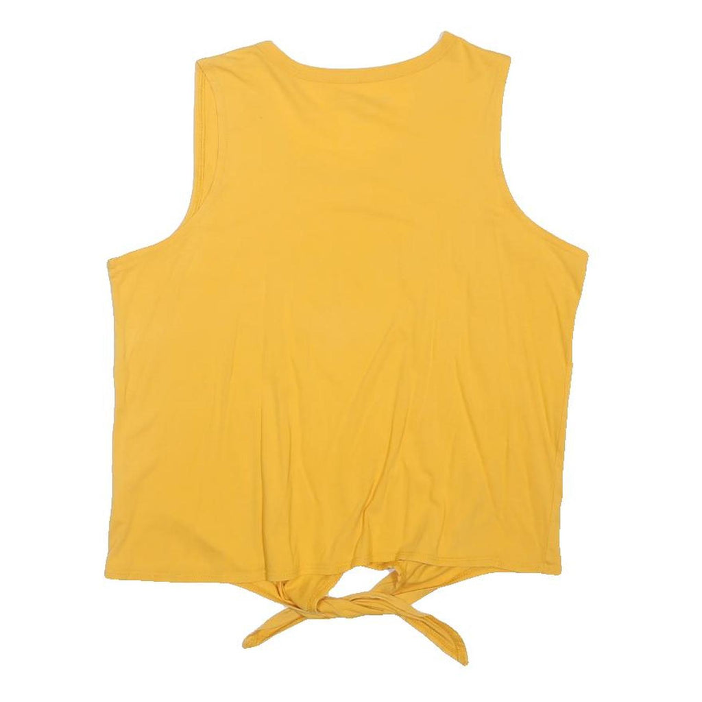 HARD ROCK CAFE Womens Yellow Playa Del Carmen Graphic Vest L Sleeveless Crew