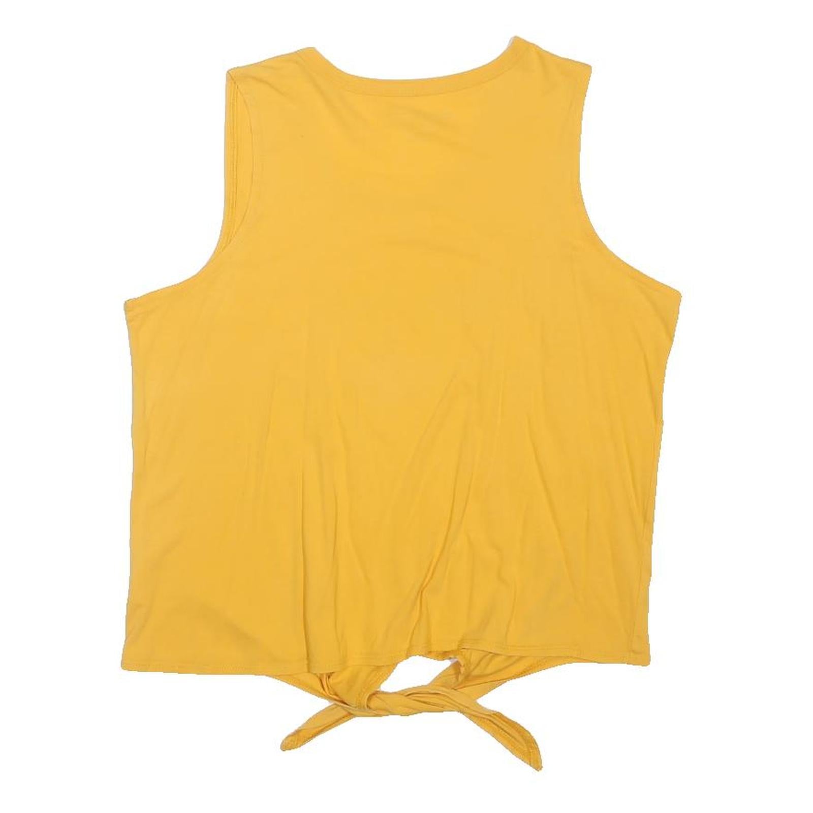 HARD ROCK CAFE Womens Yellow Playa Del Carmen Graphic Vest L Sleeveless Crew