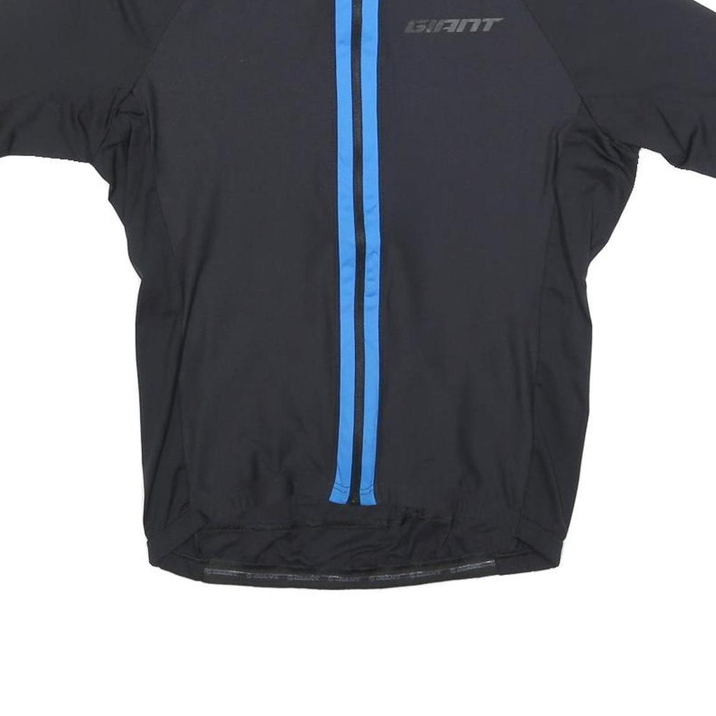 GIANT Mens Black & Blue Modern T-Shirt M Short Sleeve Zip Neck Cycling