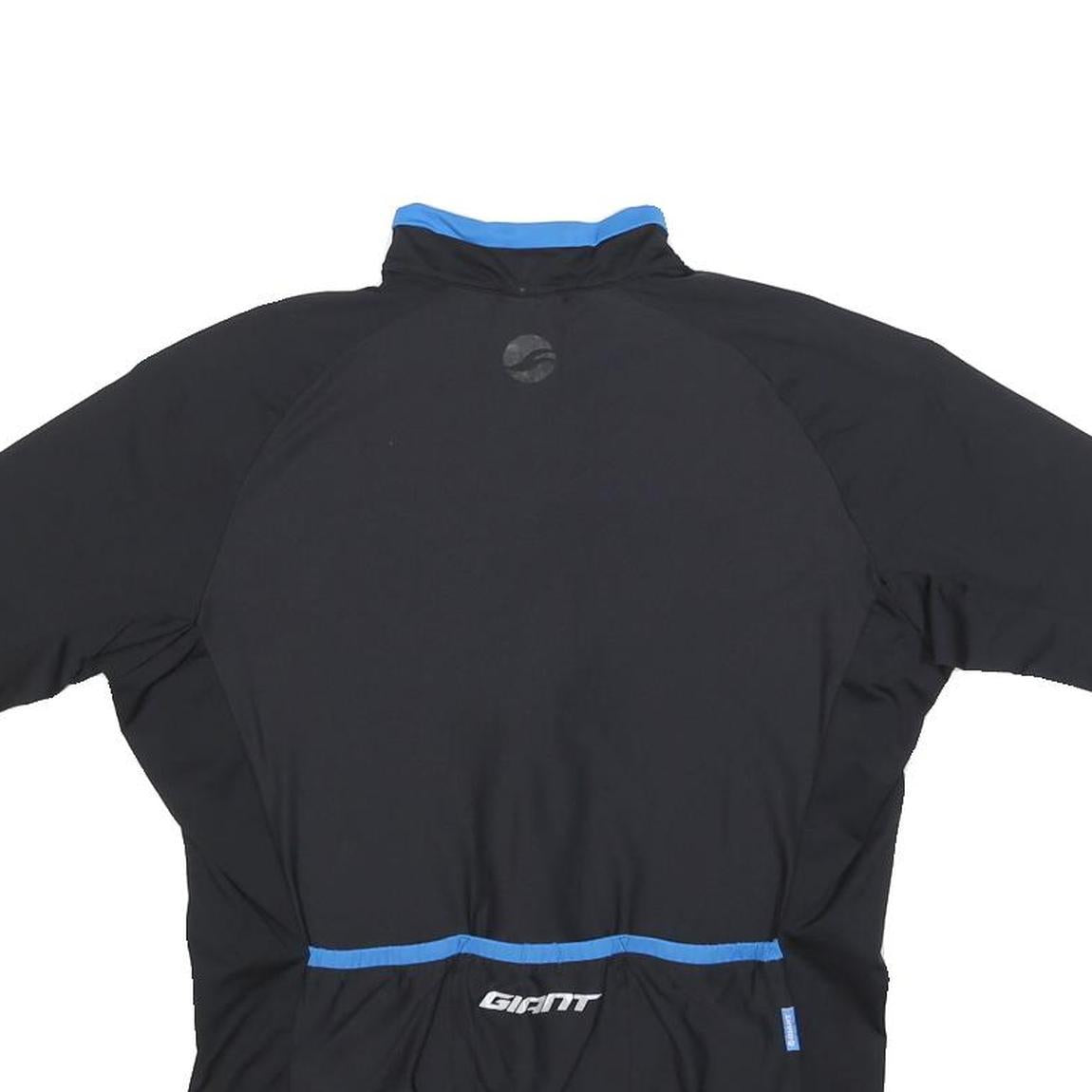 GIANT Mens Black & Blue Modern T-Shirt M Short Sleeve Zip Neck Cycling