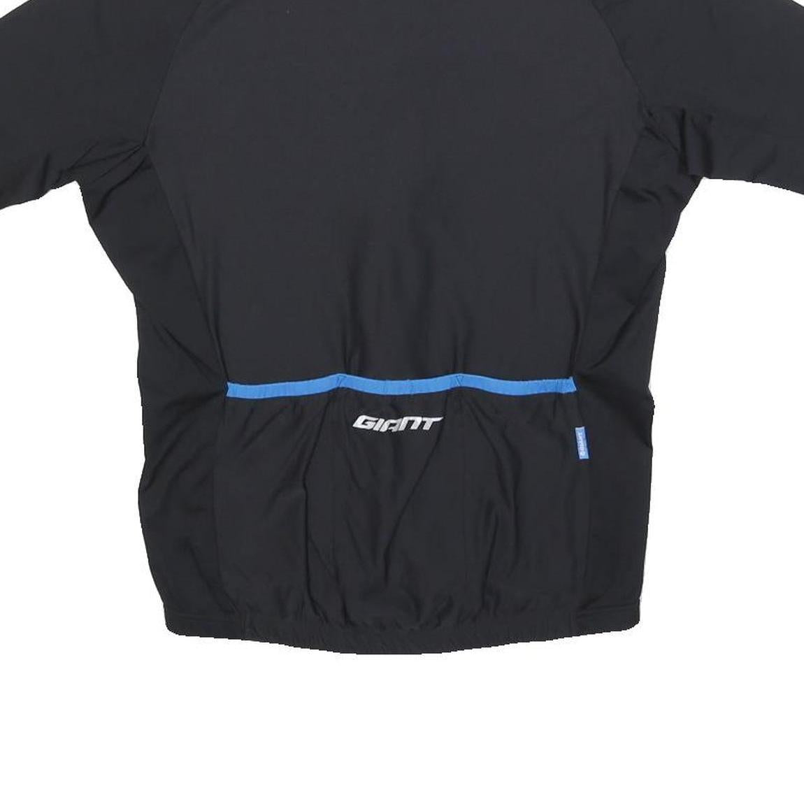 GIANT Mens Black & Blue Modern T-Shirt M Short Sleeve Zip Neck Cycling