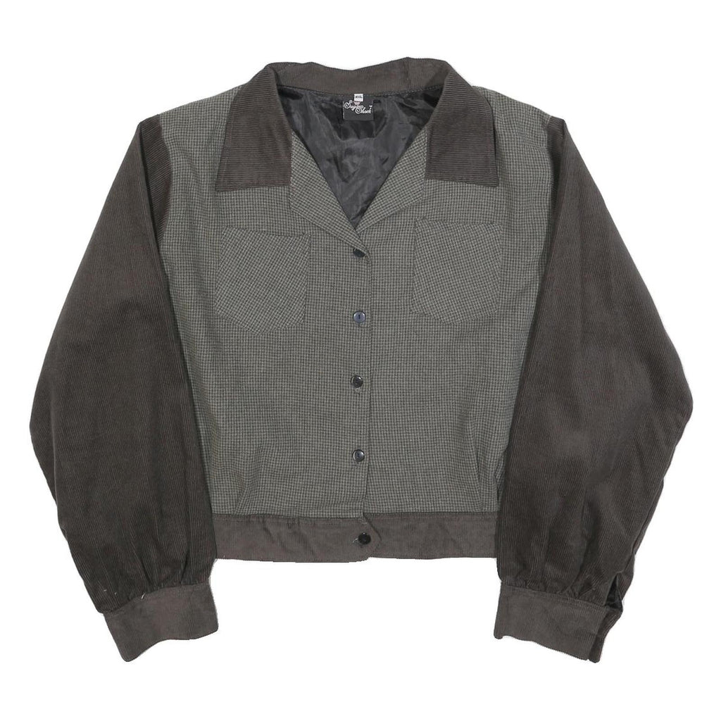 SUGAR SHACK Womens Grey & Brown Button Jacket 2XL Polyester Blend Corduroy