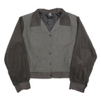 SUGAR SHACK Womens Grey & Brown Button Jacket 2XL Polyester Blend Corduroy