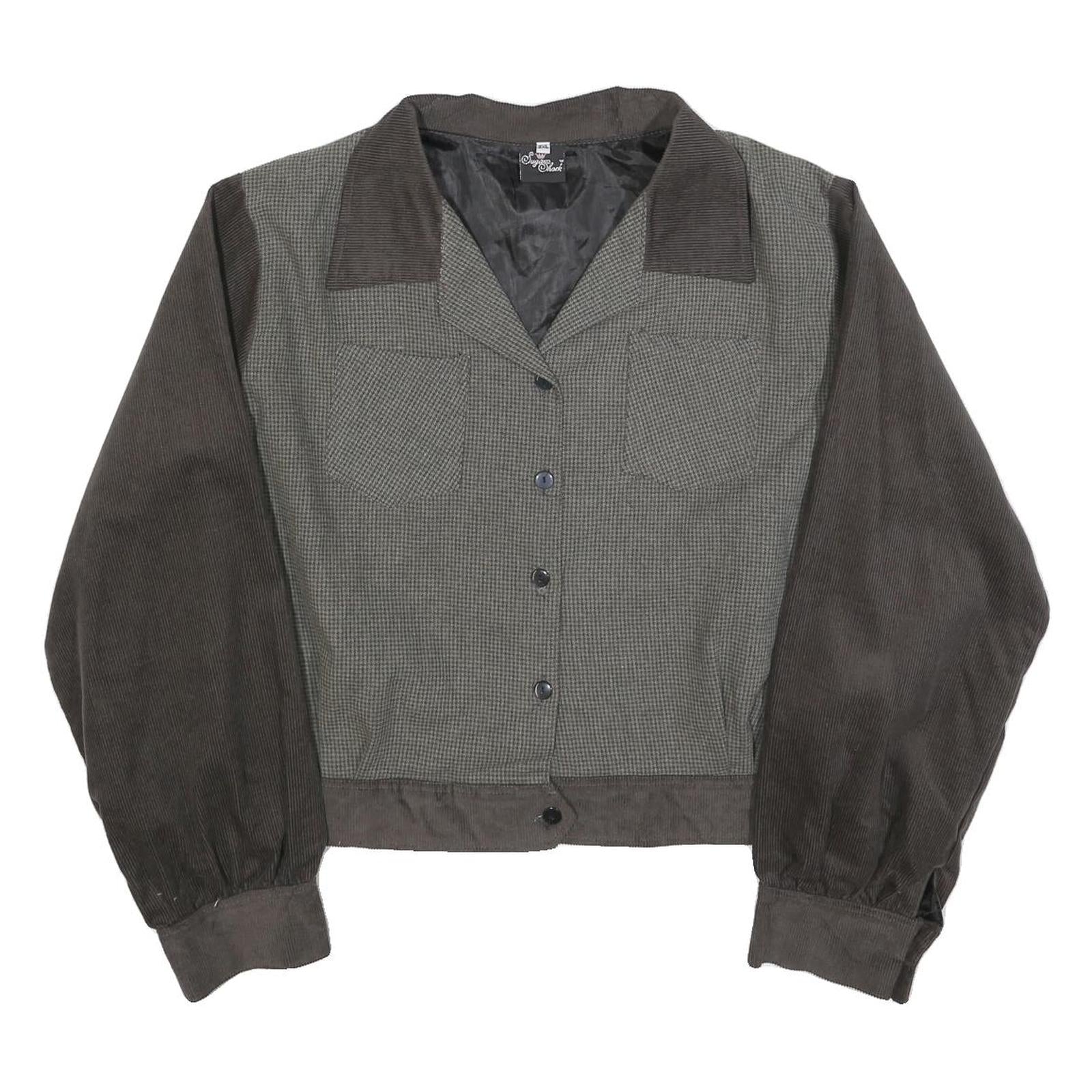 SUGAR SHACK Womens Grey & Brown Button Jacket 2XL Polyester Blend Corduroy