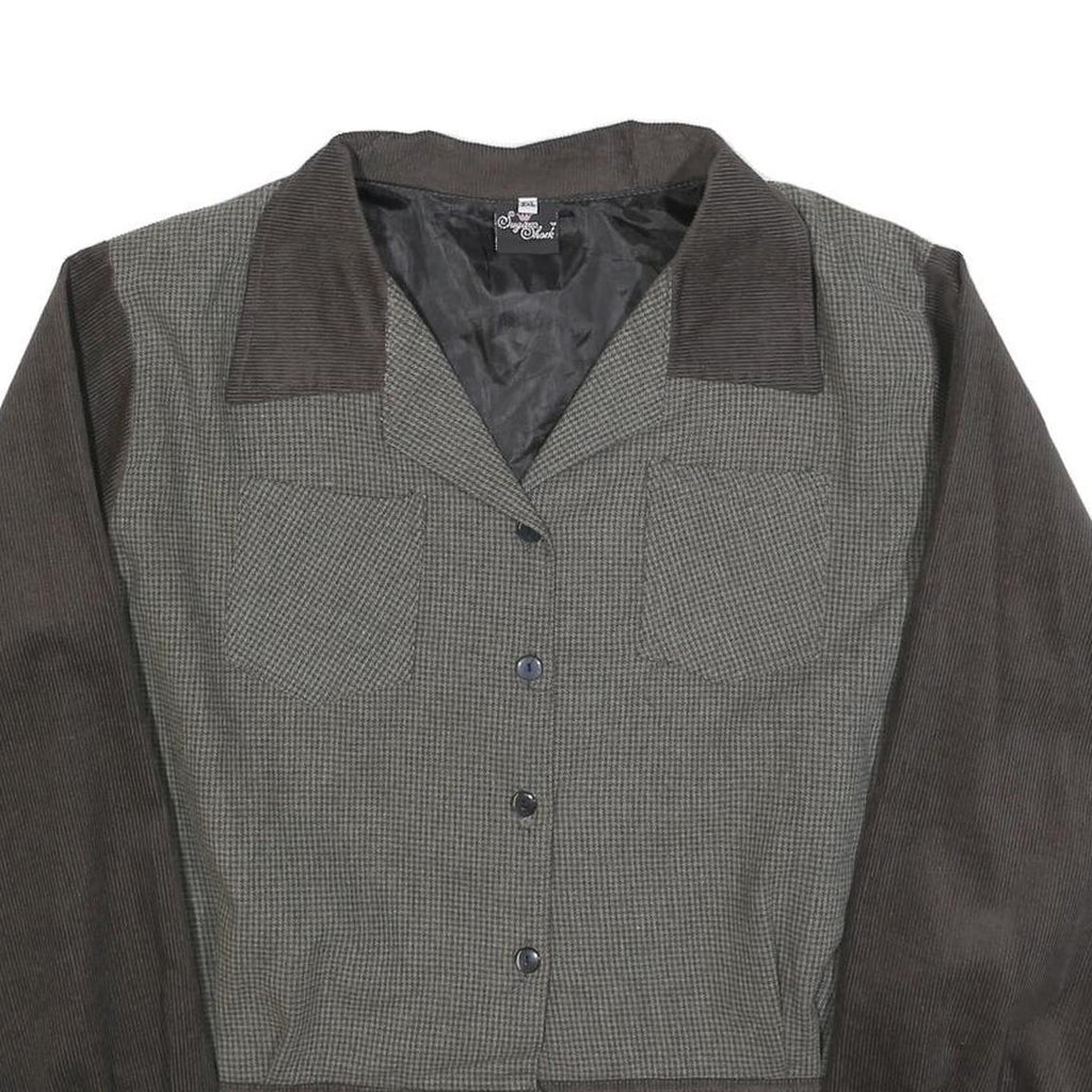 SUGAR SHACK Womens Grey & Brown Button Jacket 2XL Polyester Blend Corduroy