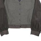 SUGAR SHACK Womens Grey & Brown Button Jacket 2XL Polyester Blend Corduroy