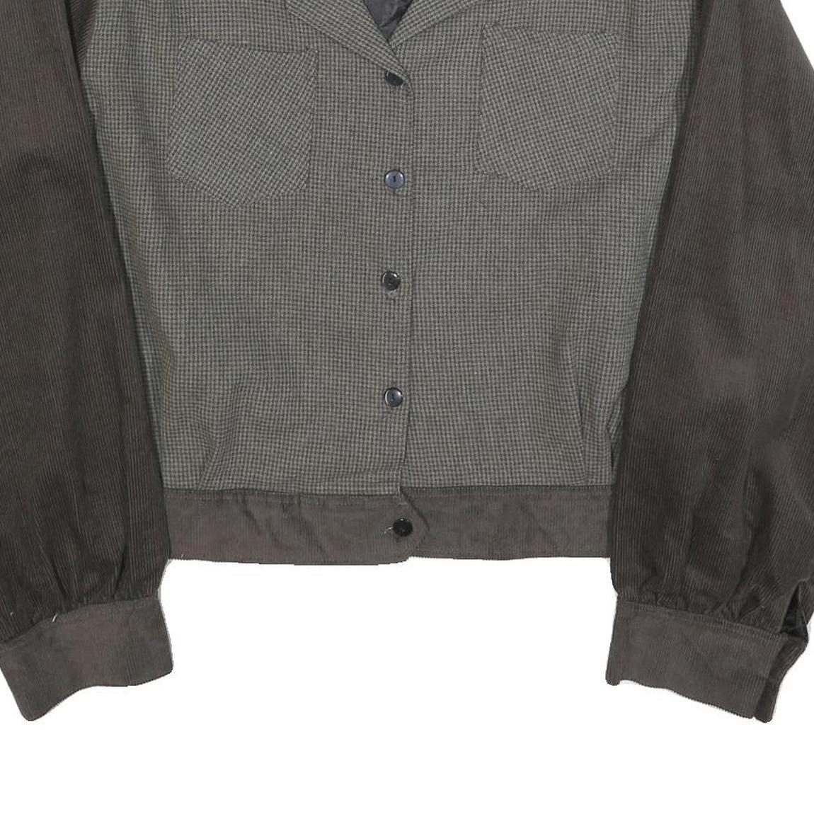 SUGAR SHACK Womens Grey & Brown Button Jacket 2XL Polyester Blend Corduroy