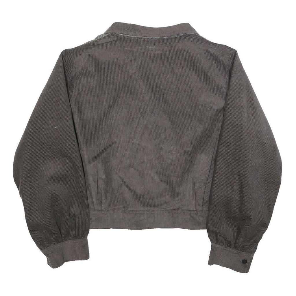 SUGAR SHACK Womens Grey & Brown Button Jacket 2XL Polyester Blend Corduroy