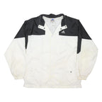 ADIDAS Mens White & Black Button Nylon Jacket L Sports Wear Retro Logo