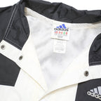 ADIDAS Mens White & Black Button Nylon Jacket L Sports Wear Retro Logo