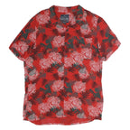 ANGELO LITRICO Mens Red Floral Pattern Shirt L Casual Cotton Short Sleeve