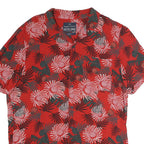 ANGELO LITRICO Mens Red Floral Pattern Shirt L Casual Cotton Short Sleeve