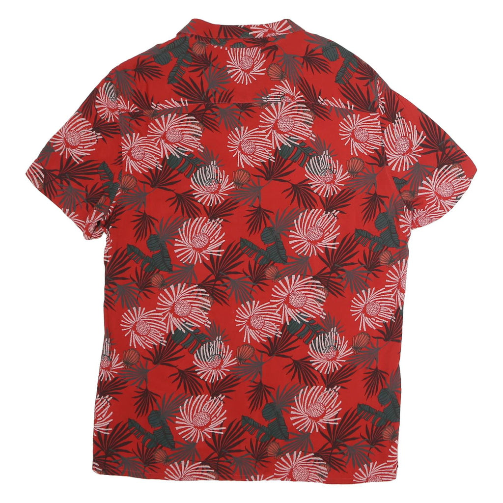 ANGELO LITRICO Mens Red Floral Pattern Shirt L Casual Cotton Short Sleeve