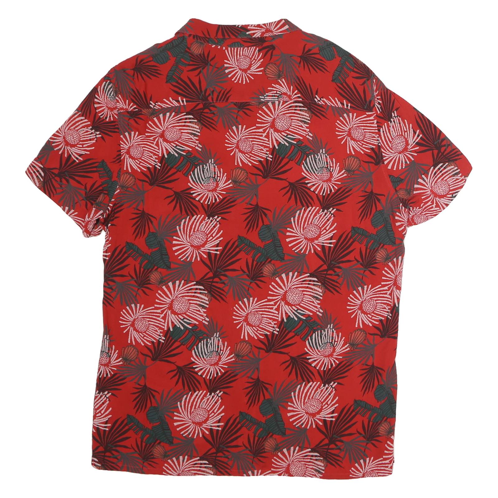 ANGELO LITRICO Mens Red Floral Pattern Shirt L Casual Cotton Short Sleeve