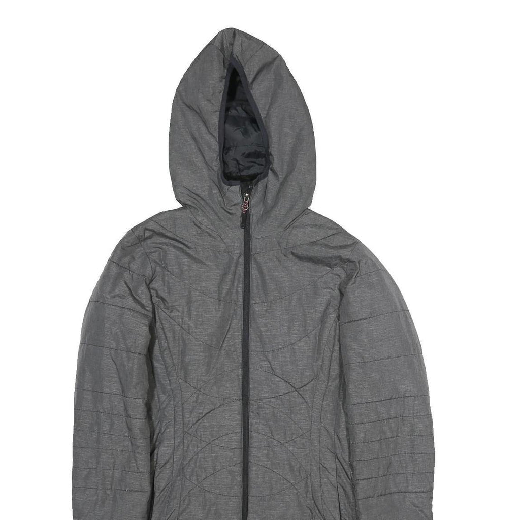 CHAMPION Womens Grey Jacket S Polyester Hooded Zip Long Sleeve Quilted Warm