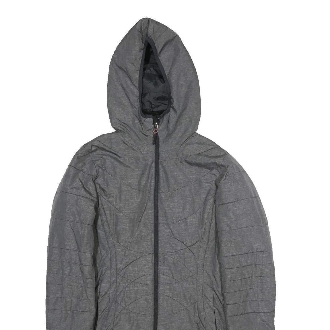 CHAMPION Womens Grey Jacket S Polyester Hooded Zip Long Sleeve Quilted Warm
