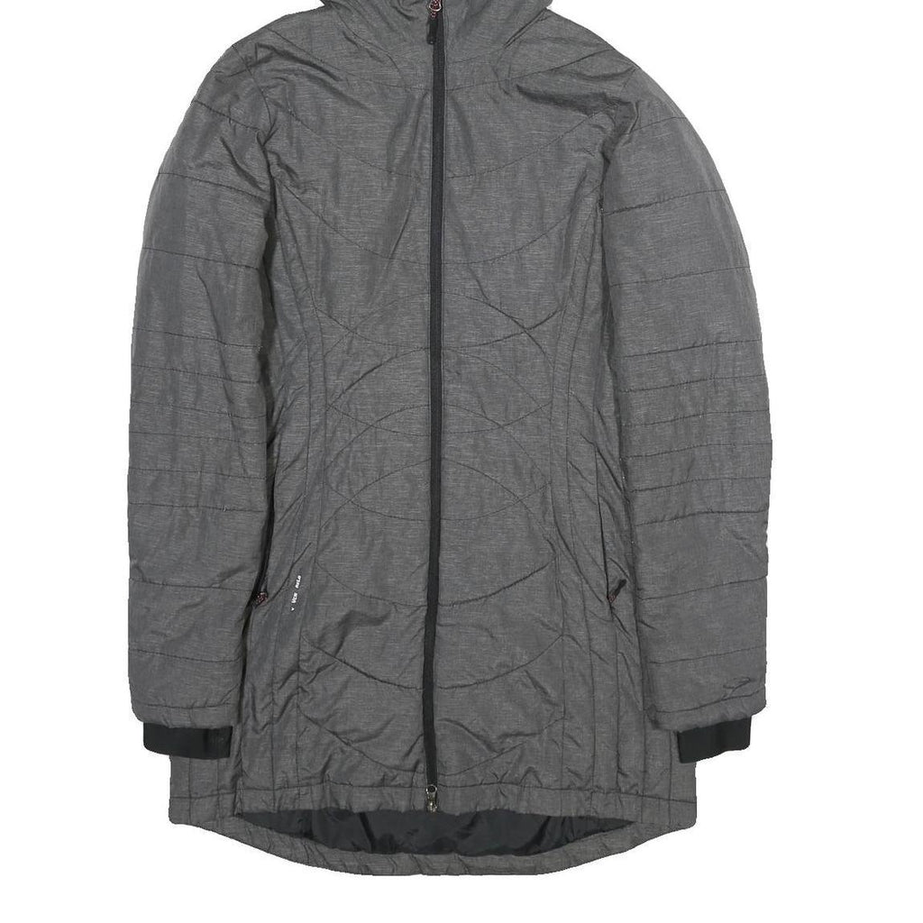 CHAMPION Womens Grey Jacket S Polyester Hooded Zip Long Sleeve Quilted Warm