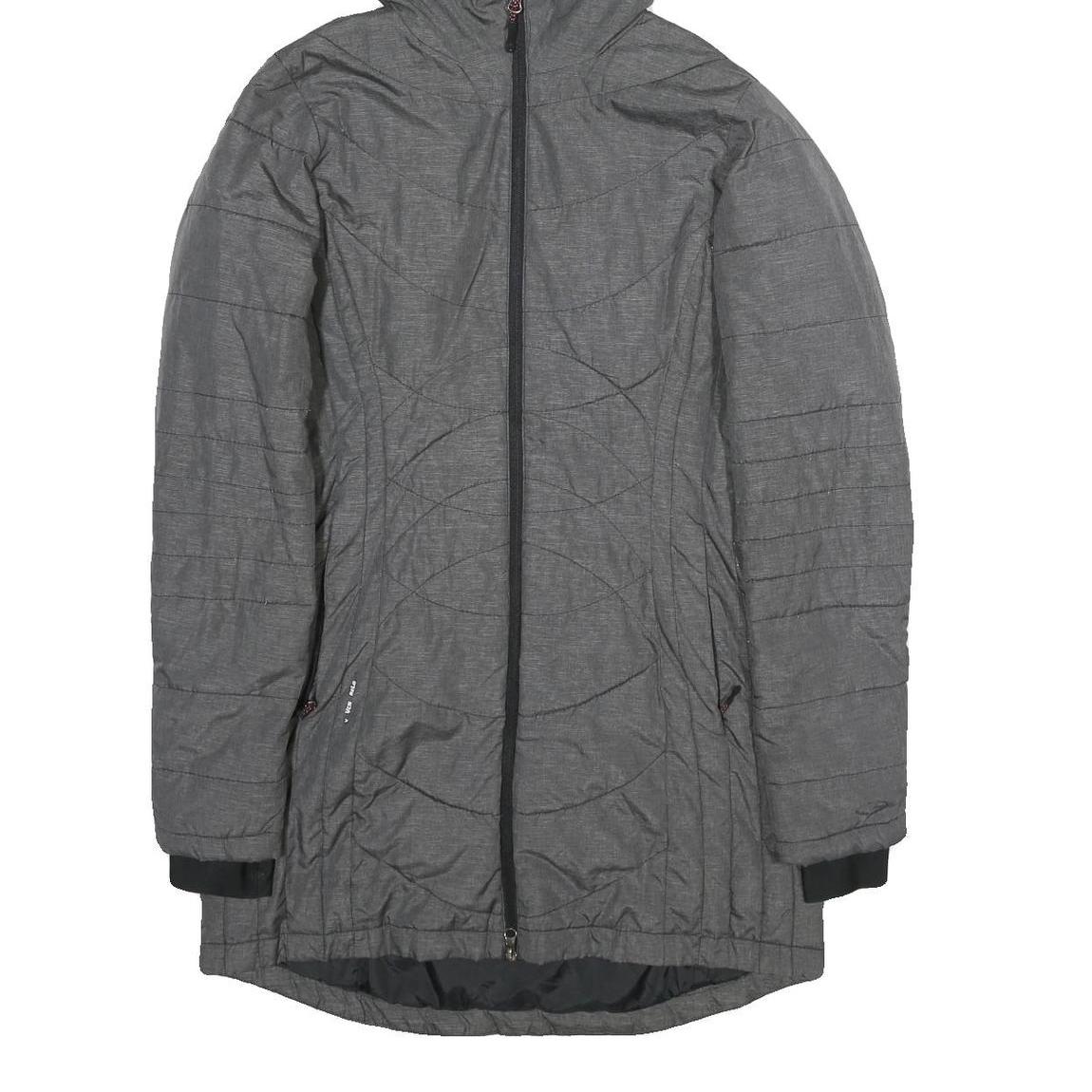 CHAMPION Womens Grey Jacket S Polyester Hooded Zip Long Sleeve Quilted Warm