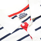 LONSDALE Mens White & Navy Stripe Short Sleeve Polo Shirt L Casual Summer