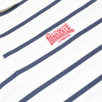 LONSDALE Mens White & Navy Stripe Short Sleeve Polo Shirt L Casual Summer
