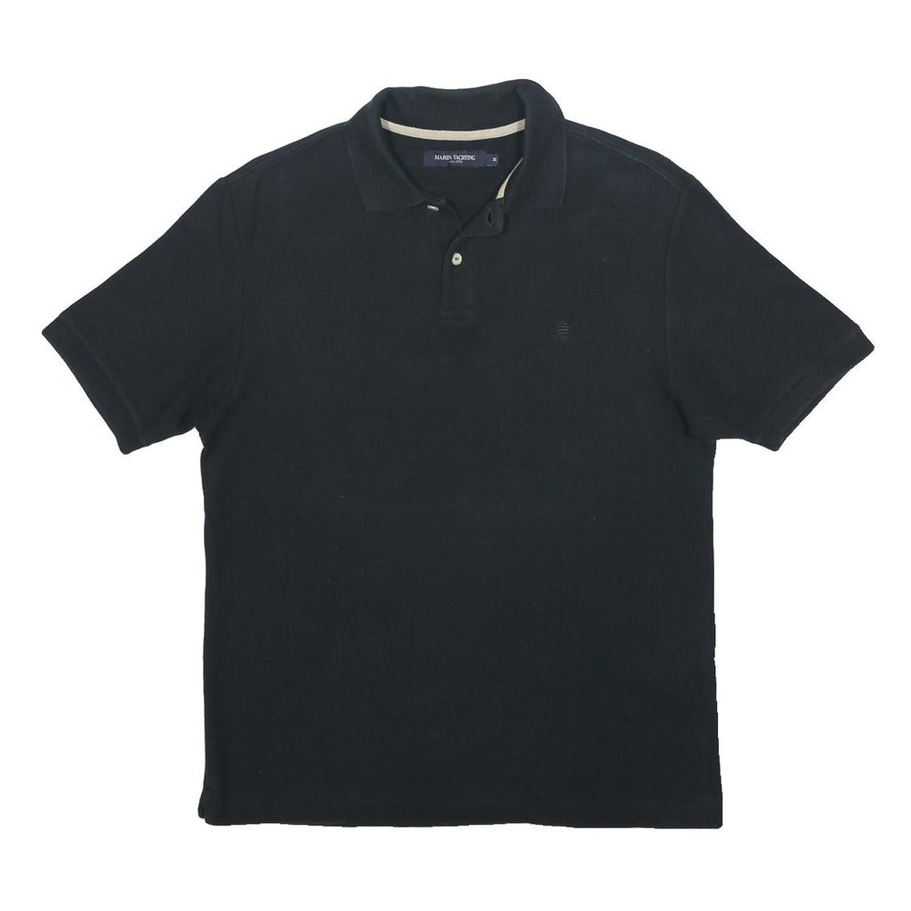 MARINA YACHTING Mens Black Short Sleeve Plain Polo Shirt M Classic Casual