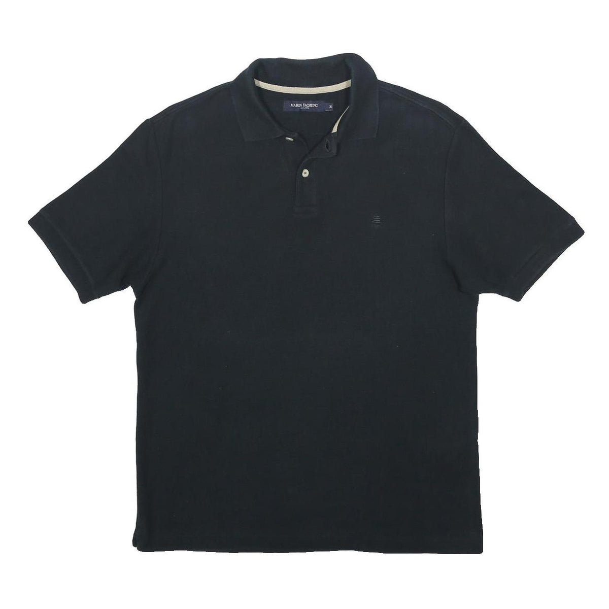 MARINA YACHTING Mens Black Short Sleeve Plain Polo Shirt M Classic Casual