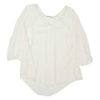 ZARA Sheer Womens Blouse Beige V-Neck 3/4 Sleeve M