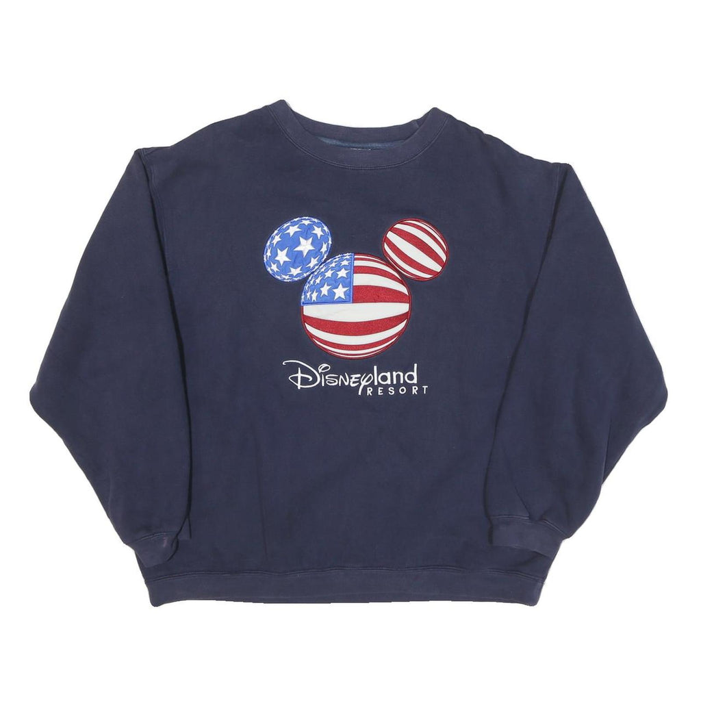 DISNEY Mens Navy Blue Disneyland Resort Crew Neck L Cotton Blend Sweatshirt