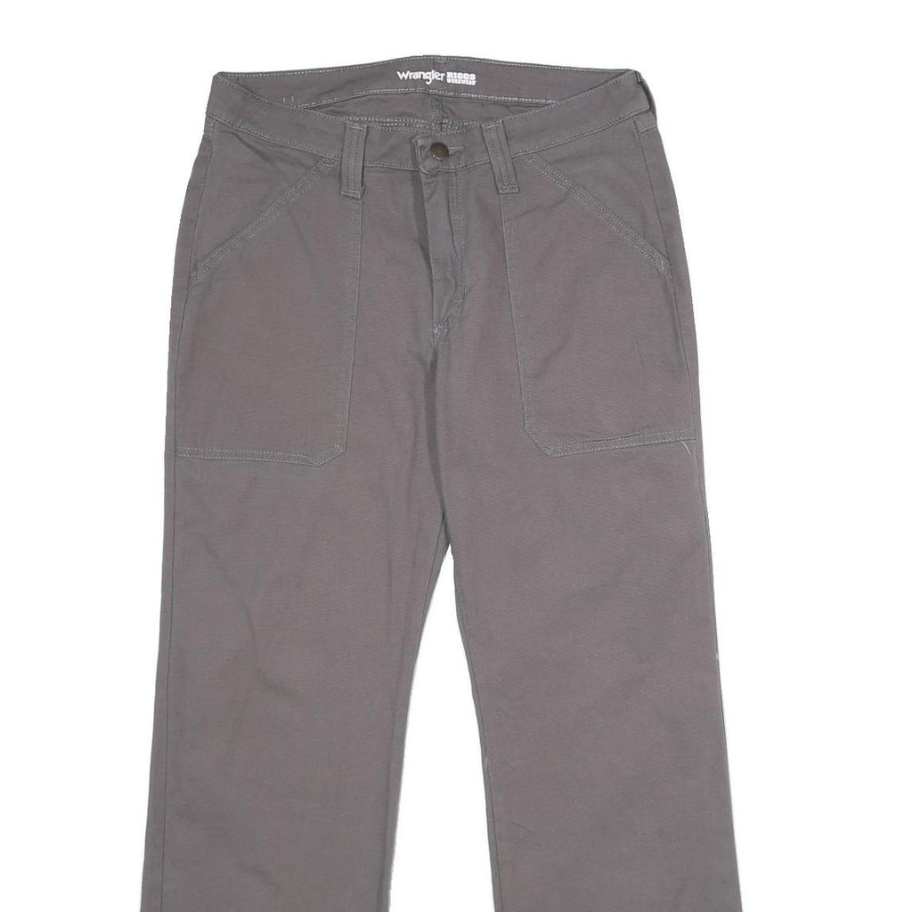 WRANGLER Womens Cotton Blend Grey Regular Straight Trousers W30 L32 Casual Wear