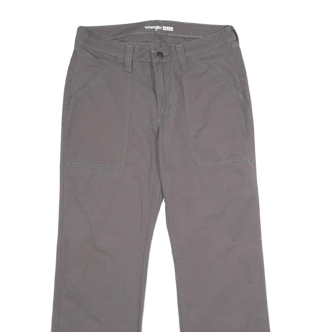 WRANGLER Womens Cotton Blend Grey Regular Straight Trousers W30 L32 Casual Wear