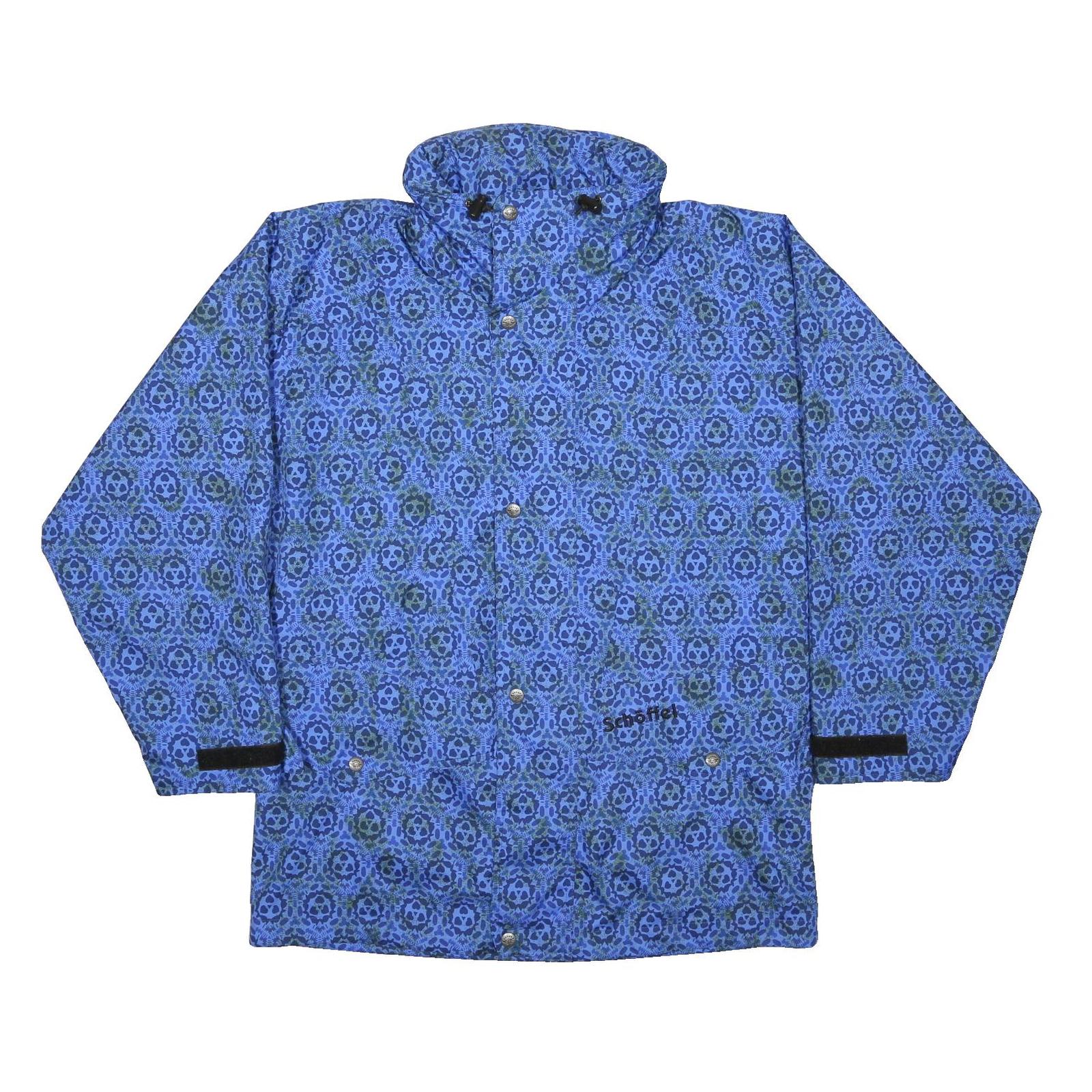 SCHOFFEL Mens Blue Outdoor Jacket S Polyester Woven Crazy Pattern Zip Closure