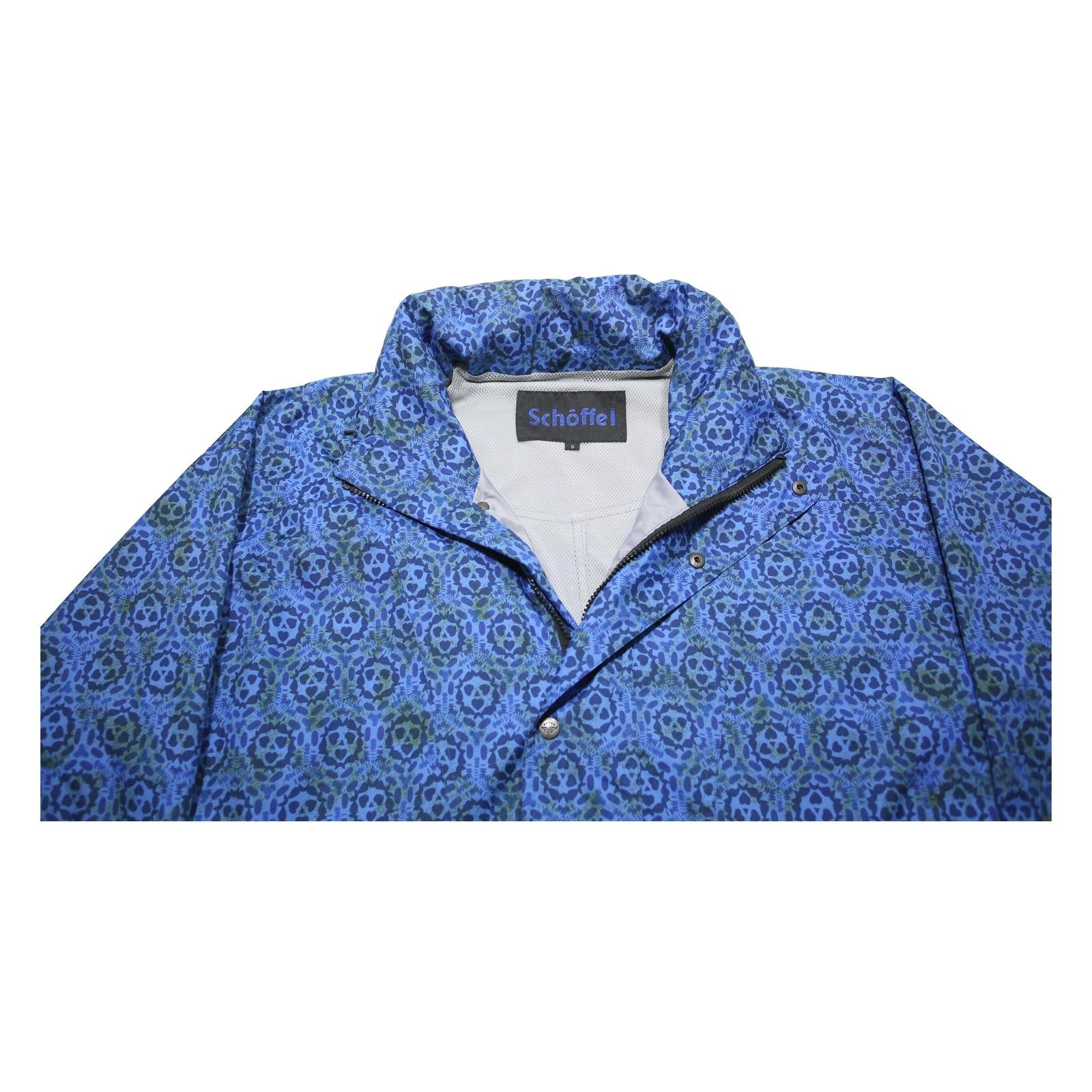 SCHOFFEL Mens Blue Outdoor Jacket S Polyester Woven Crazy Pattern Zip Closure