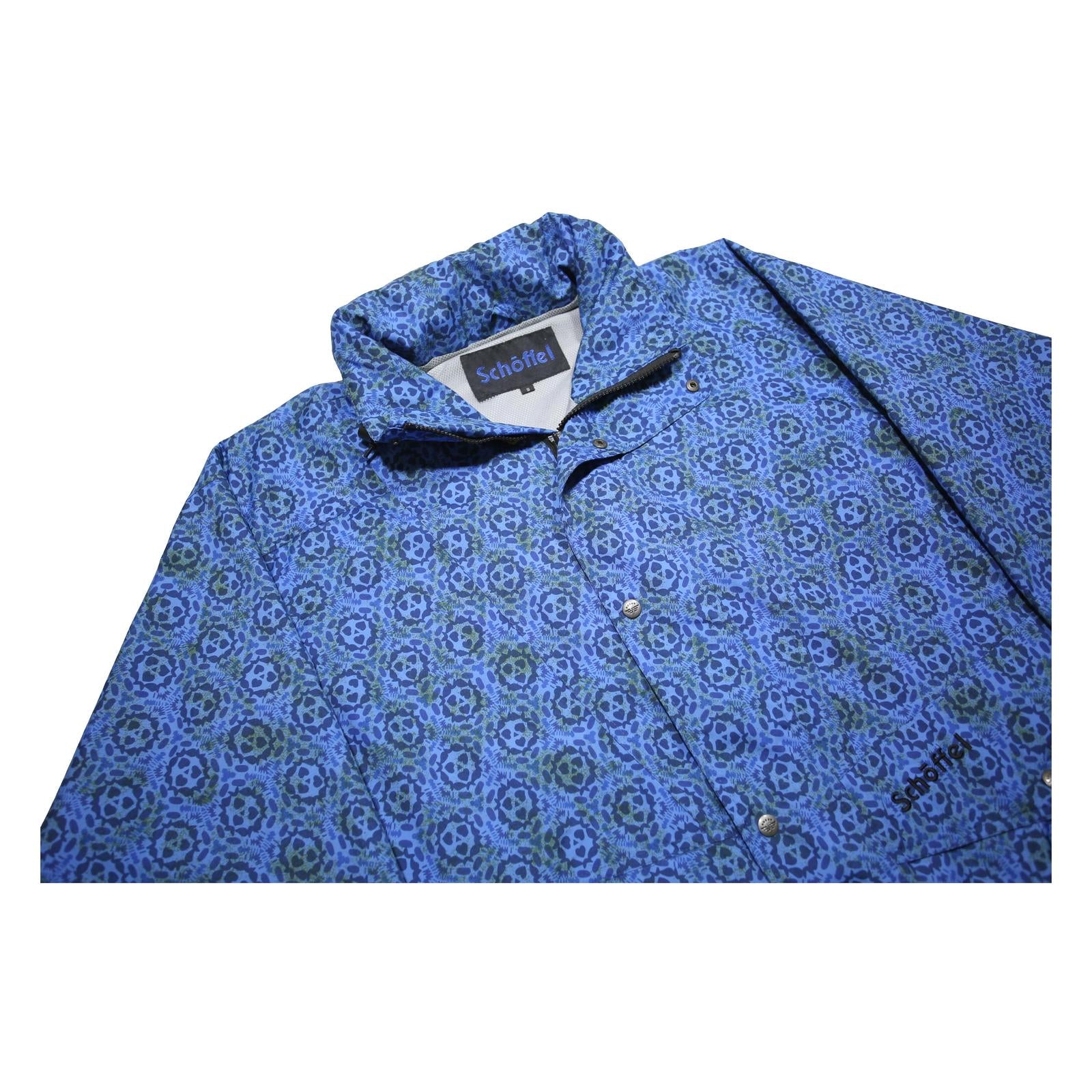 SCHOFFEL Mens Blue Outdoor Jacket S Polyester Woven Crazy Pattern Zip Closure